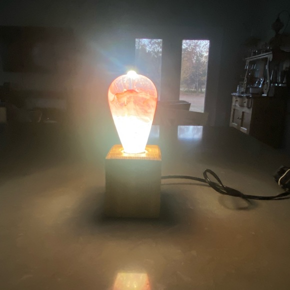 Solar Corona LED Light Bulb In Wooden Base Toggle Power Switch Ambient Lighting - Picture 8 of 12